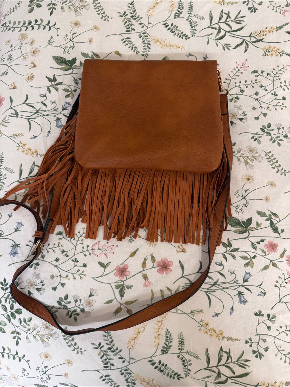 Fringed Crossbody Bag in Warm Tan
